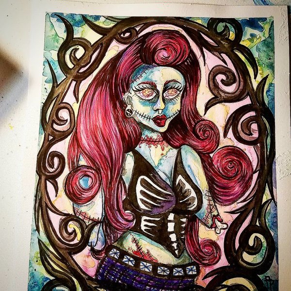 Day of dead girl one arm print