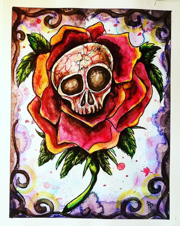 skull in rose Print