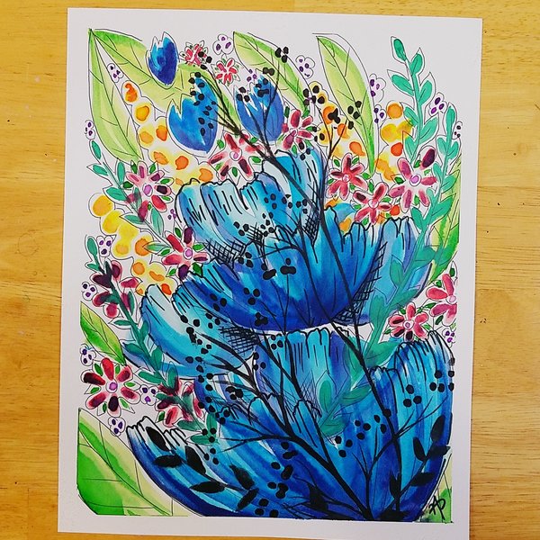 Blue Bouquet print
